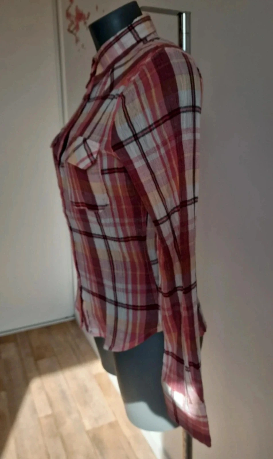 Chemise Mango à carreaux rouge/beige T36 – neuve avec étiquette (modèle rare) – photo 9